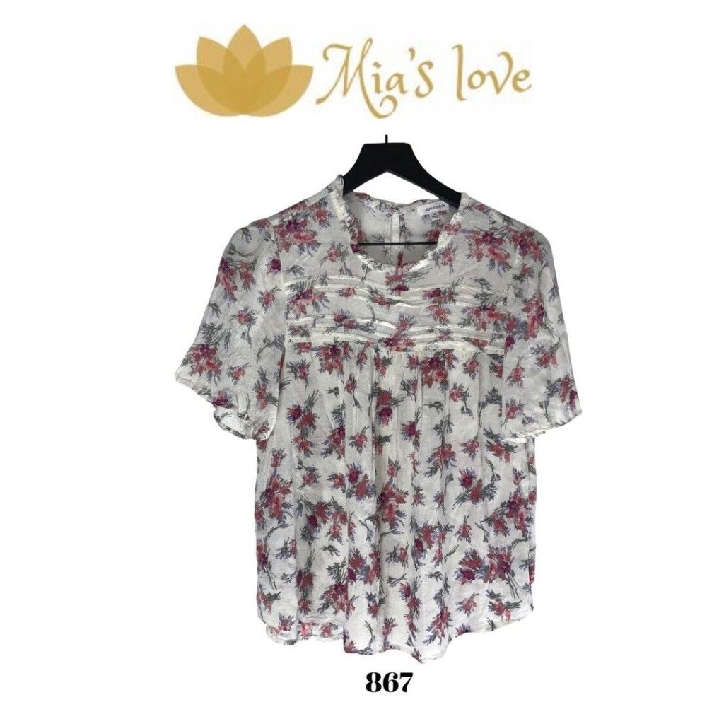 Eyeshadow, Floral Basic Tunic Blouse women, Size M,  Crew Neck.